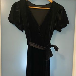 Black velvet midi dress